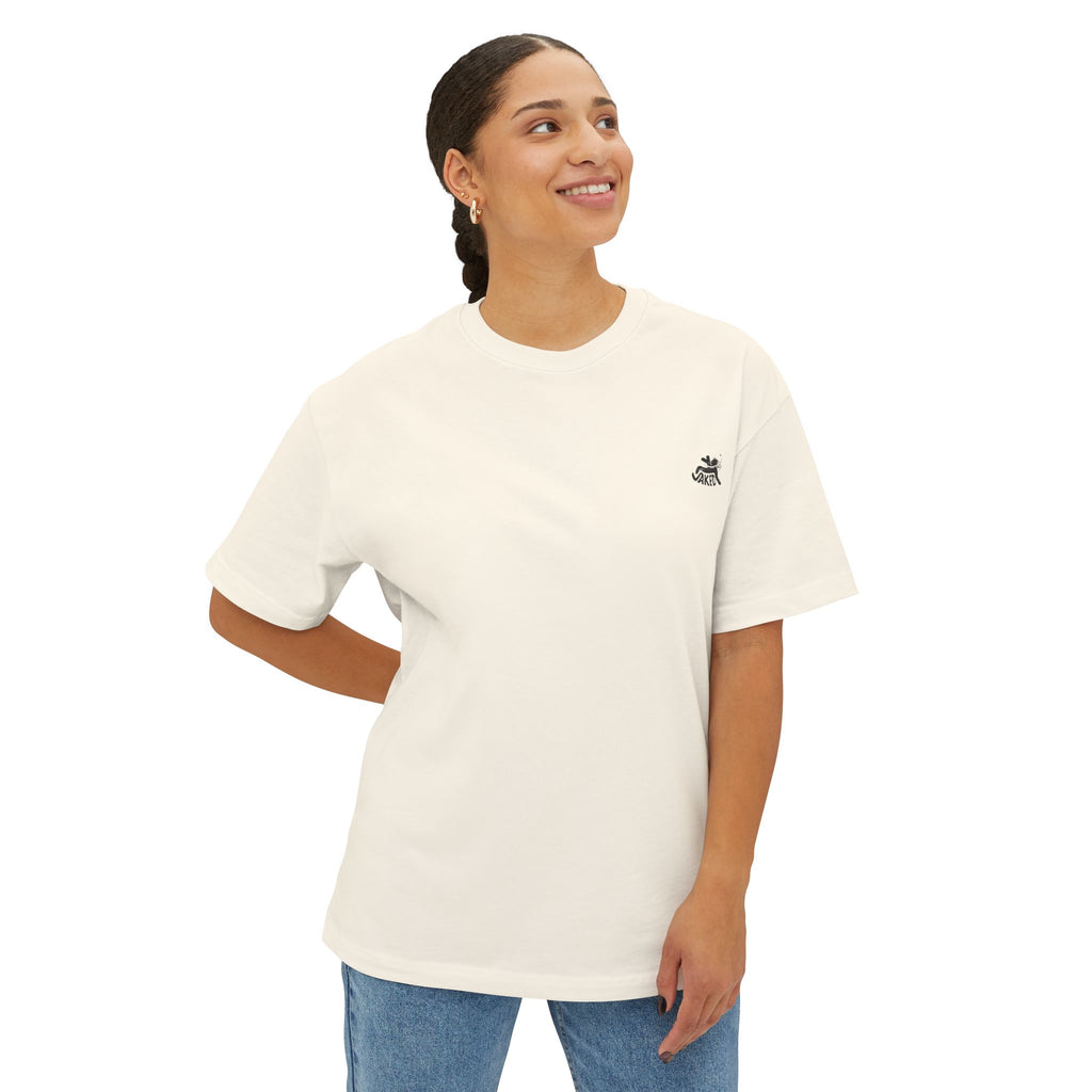 Boxy Tee — "Waked State Flow" Floral Graphic Oversized T-Shirt