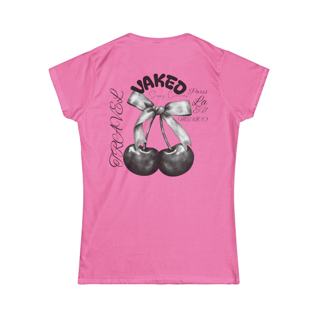 Women's Cherry Graphic Tee — Vaked Bow Back Print