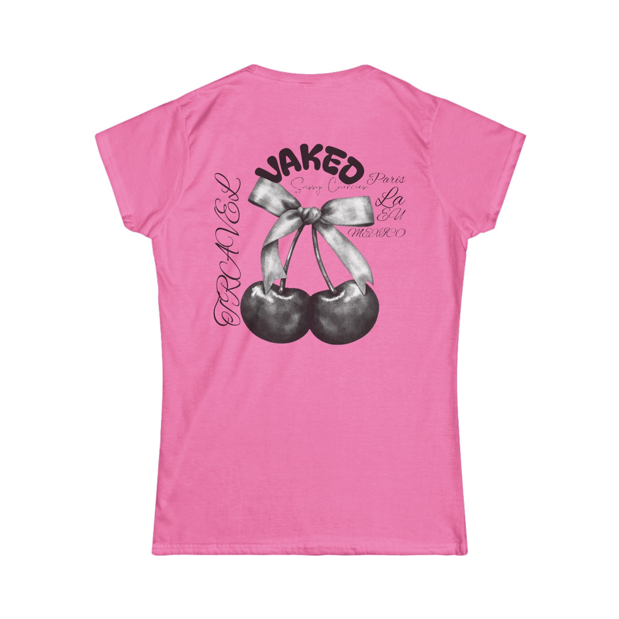 Women's Cherry Graphic Tee — Vaked Bow Back Print