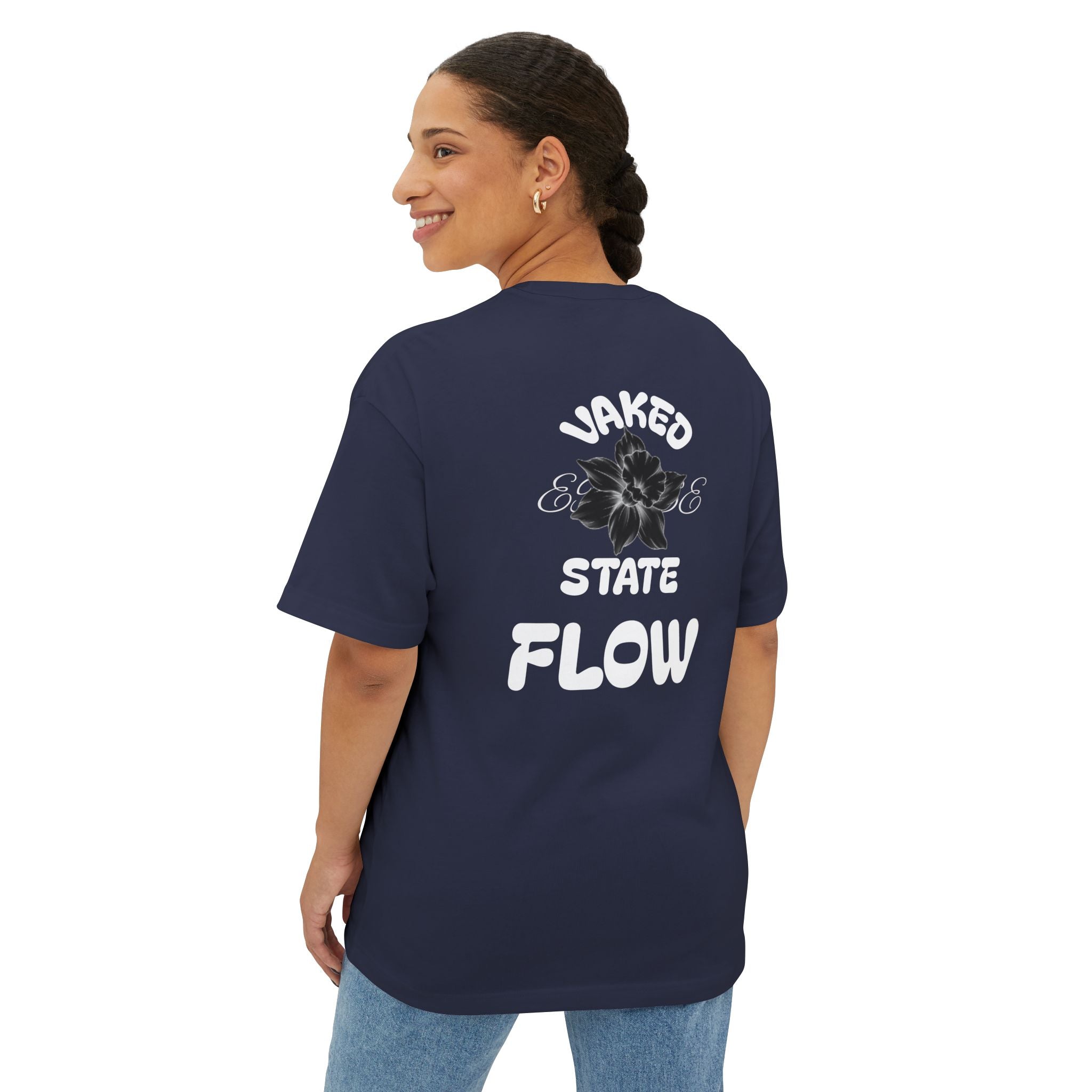 Boxy Tee — "Waked State Flow" Floral Graphic Oversized T-Shirt