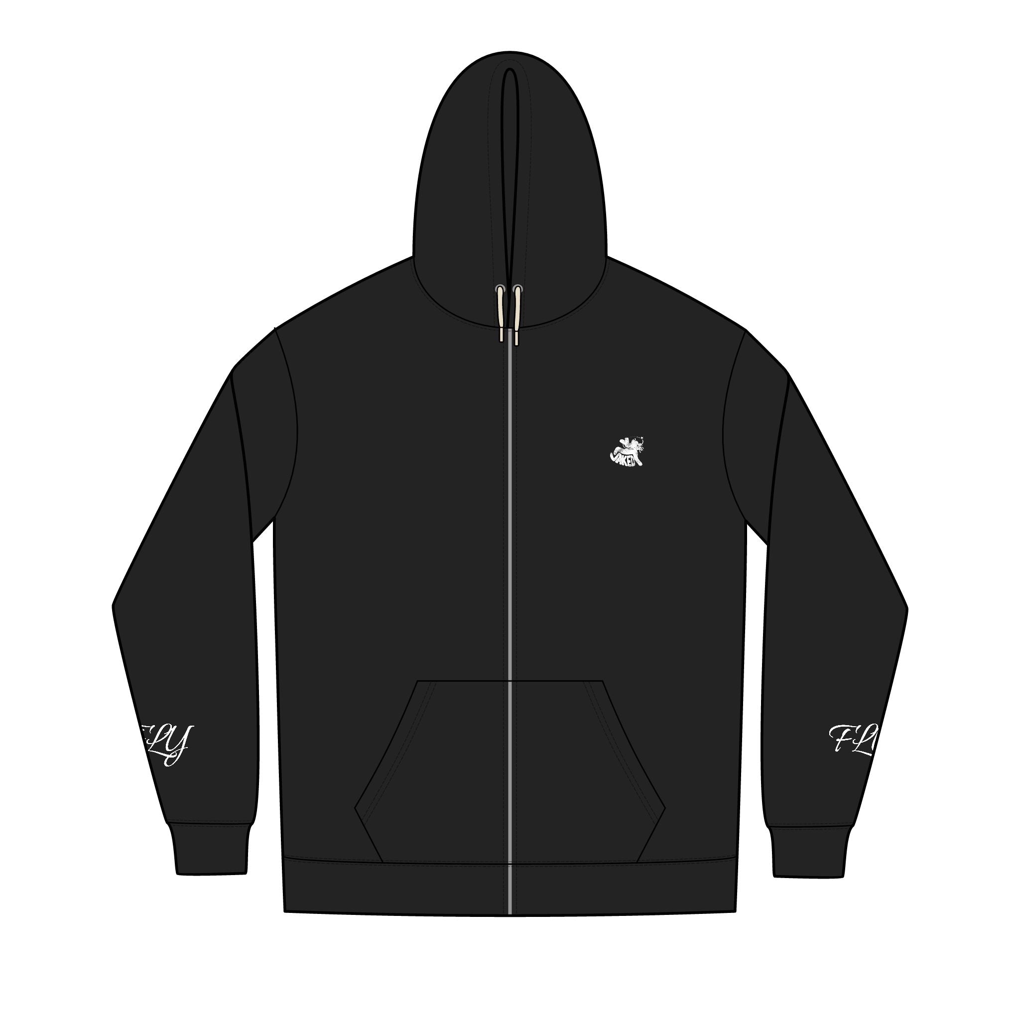 Fly Past Wings Hoodie — "Woke Offa" Graphic Full‑Zip Hoodie