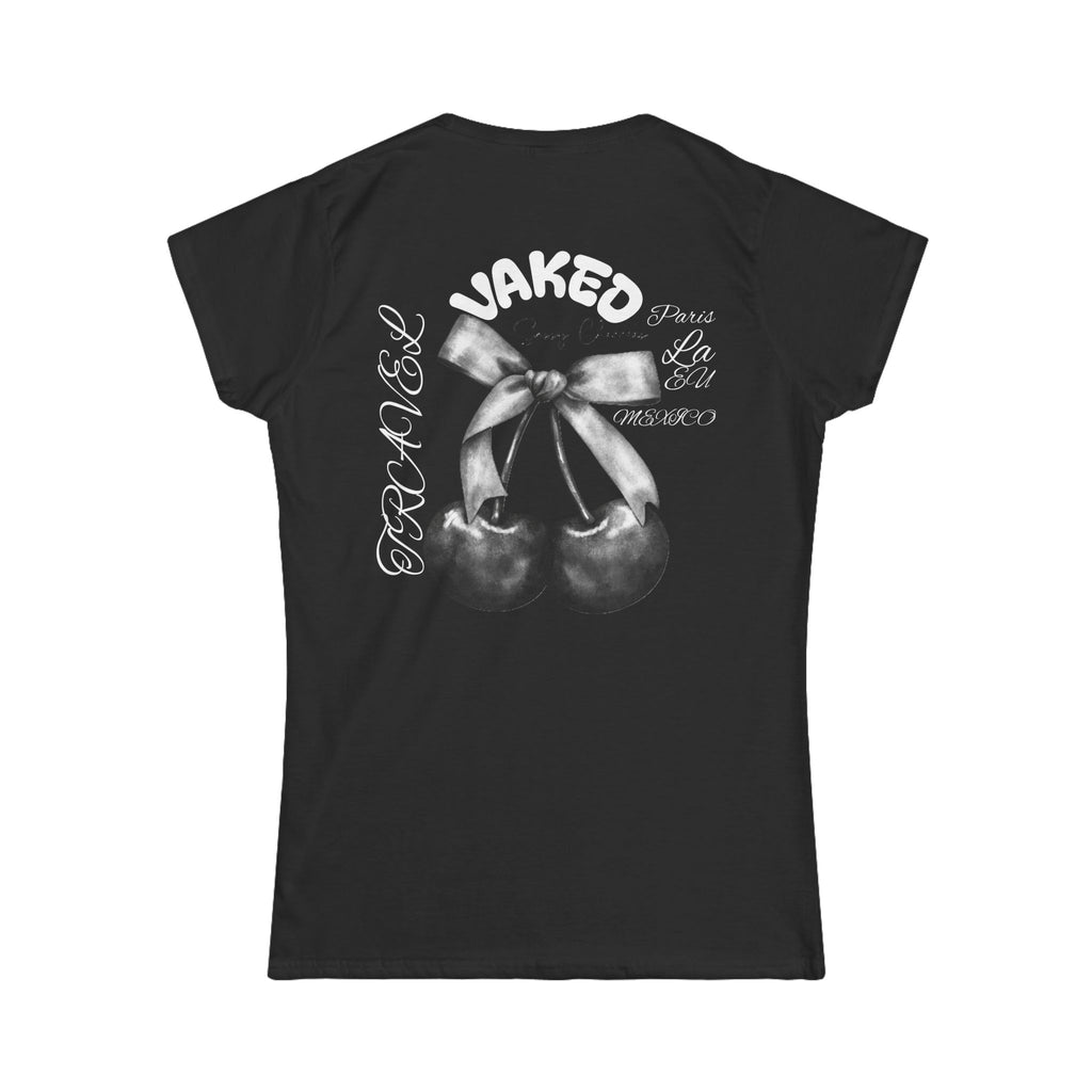 Women's Cherry Graphic Tee — Vaked Bow Back Print