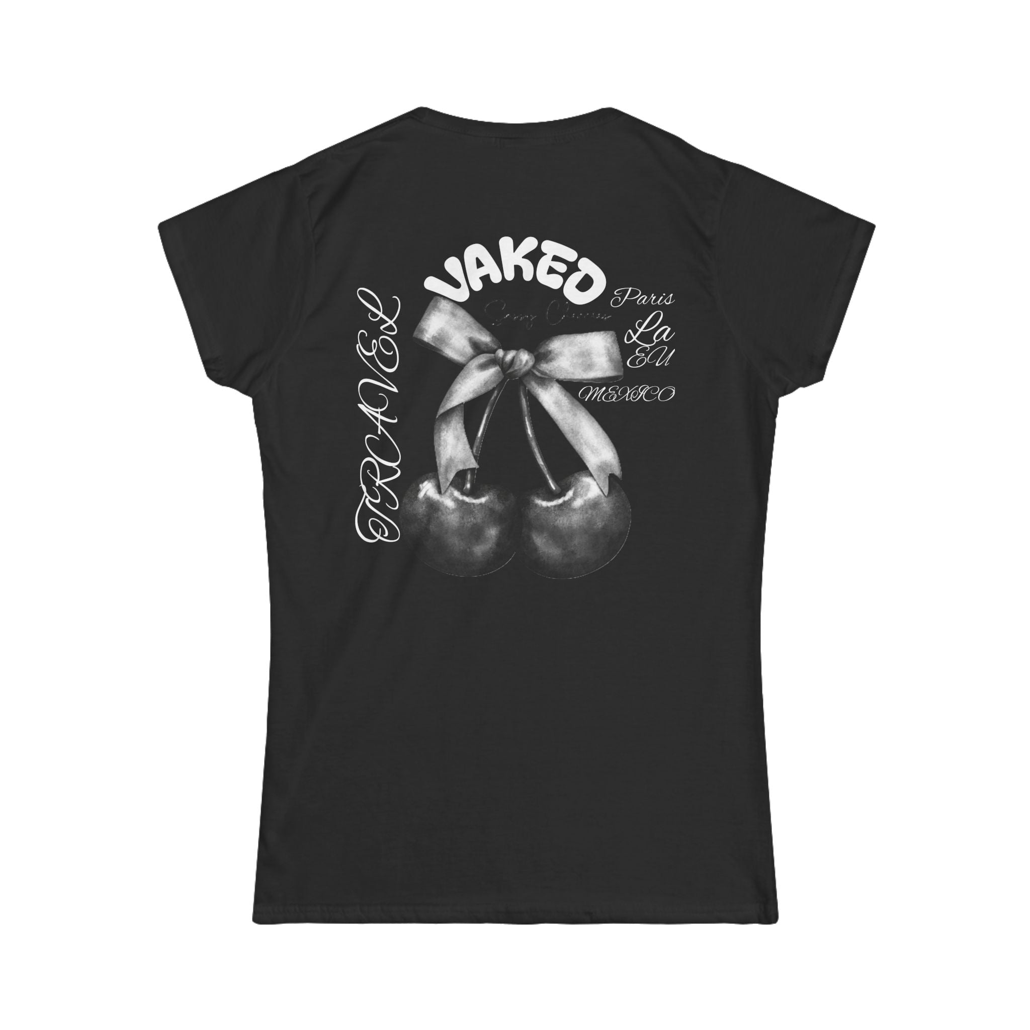 Women's Cherry Graphic Tee — Vaked Bow Back Print