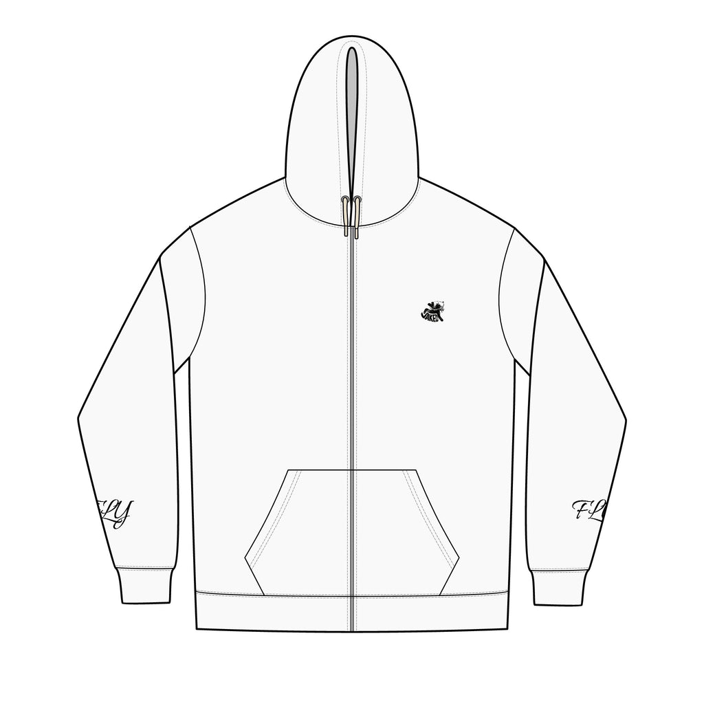 Fly Past Wings Hoodie — "Woke Offa" Graphic Full‑Zip Hoodie