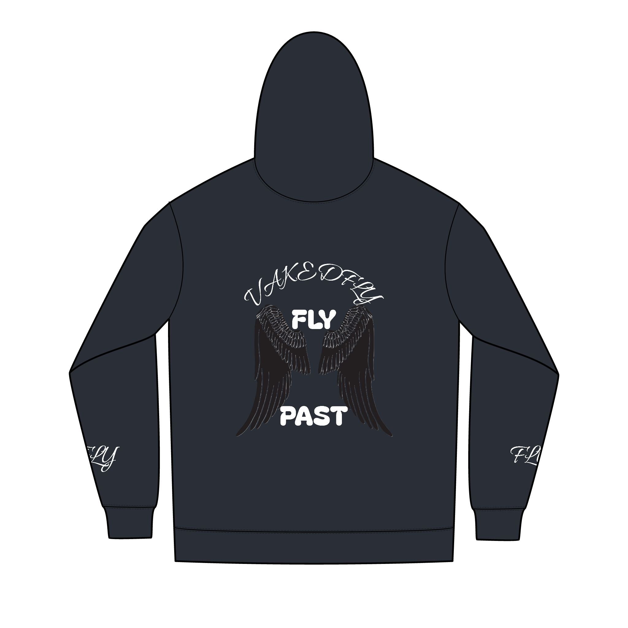 Fly Past Wings Hoodie — "Woke Offa" Graphic Full‑Zip Hoodie