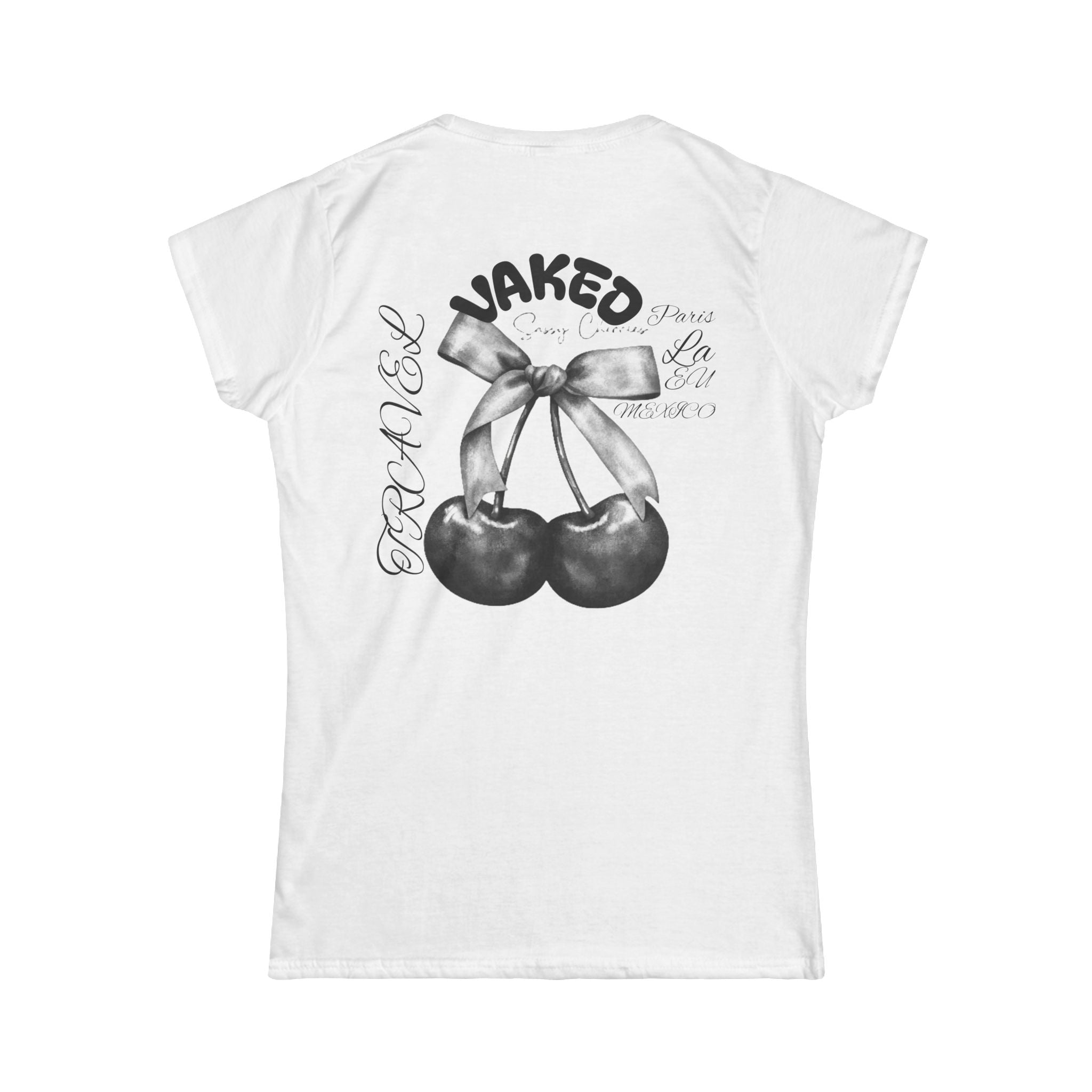 Women's Cherry Graphic Tee — Vaked Bow Back Print